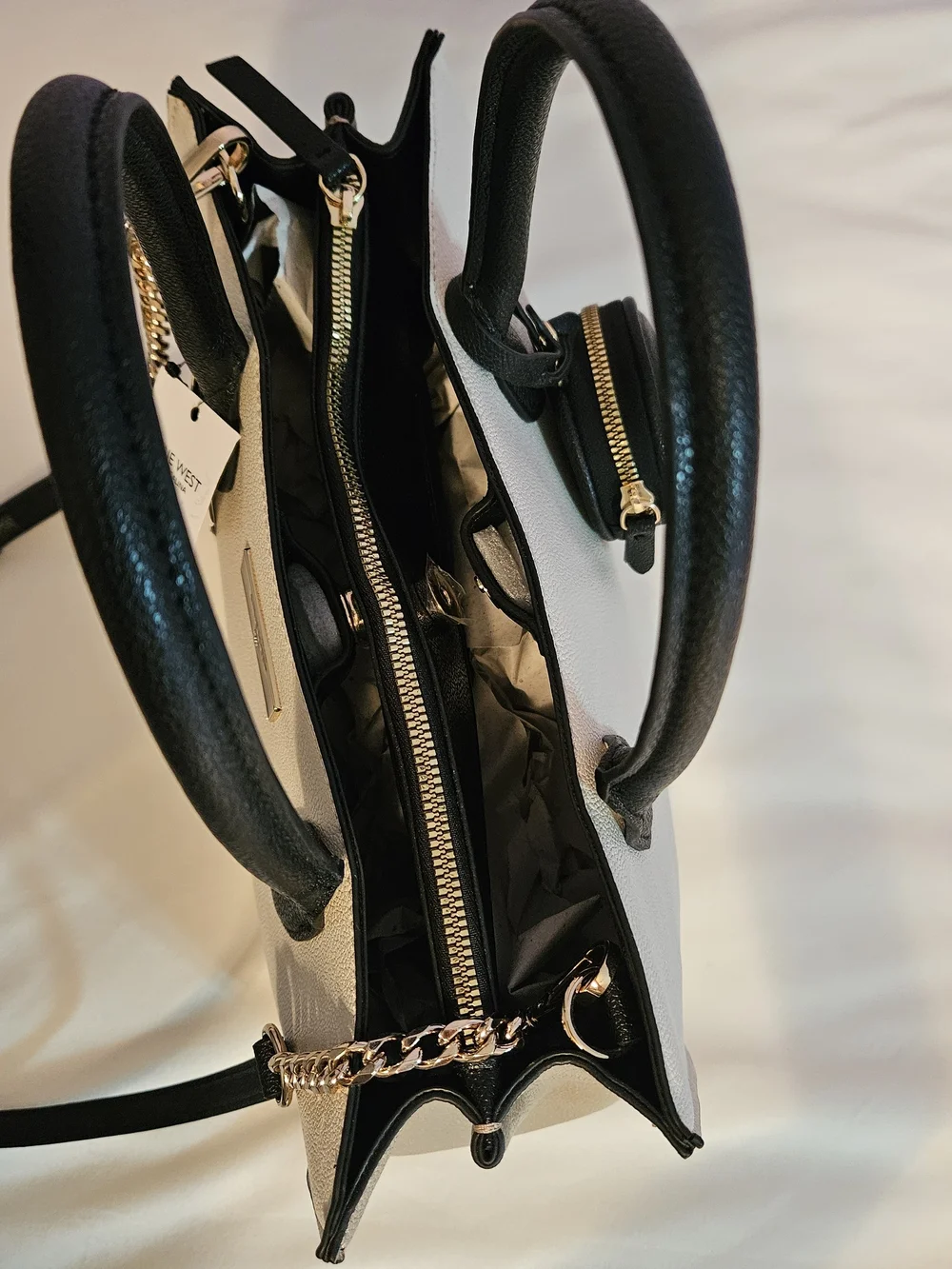 Nine West Two-Tone Ivory and Black Structured Tote